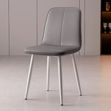 Armless Metal Legs Faux Leather Upholstered Dining Chair Image - 11