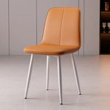 Armless Metal Legs Faux Leather Upholstered Dining Chair Image - 14