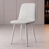 Armless Metal Legs Faux Leather Upholstered Dining Chair Image - 15