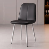 Armless Metal Legs Faux Leather Upholstered Dining Chair Image - 16