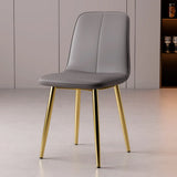 Armless Metal Legs Faux Leather Upholstered Dining Chair Image - 17