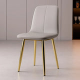 Armless Metal Legs Faux Leather Upholstered Dining Chair Image - 18