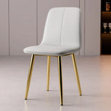 Armless Metal Legs Faux Leather Upholstered Dining Chair Image - 20