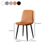 Armless Metal Legs Faux Leather Upholstered Dining Chair #size