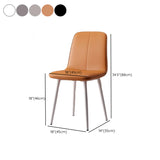 Armless Metal Legs Faux Leather Upholstered Dining Chair Image - 24