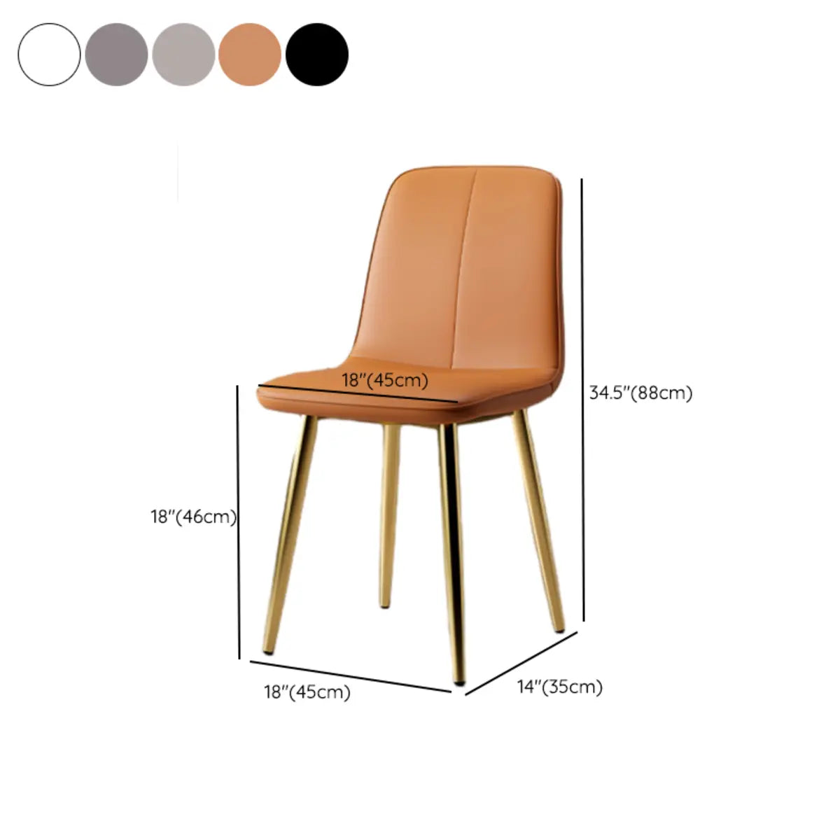 Armless Metal Legs Faux Leather Upholstered Dining Chair Image - 25