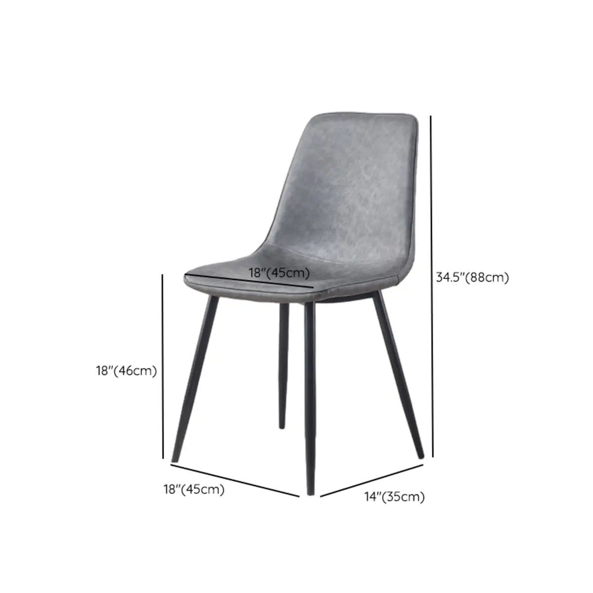 Armless Metal Legs Faux Leather Upholstered Dining Chair Image - 26