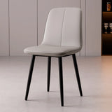 Armless Metal Legs Faux Leather Upholstered Dining Chair Image - 3