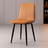 Armless Metal Legs Faux Leather Upholstered Dining Chair Image - 5