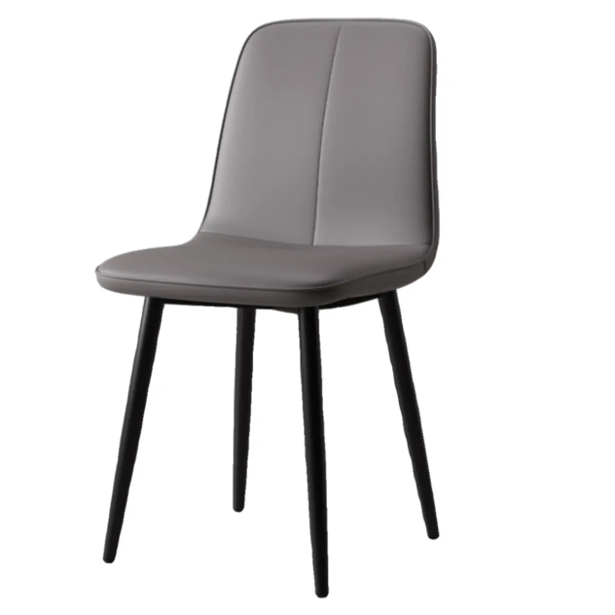 Armless Metal Legs Faux Leather Upholstered Dining Chair Image - 9