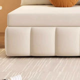 Armless Pillow Back White Cushioned Fabric Futon Bed Sofa Image - 10