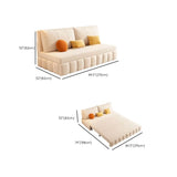 Armless Pillow Back White Cushioned Fabric Futon Bed Sofa Image - 23