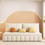 Armless Pillow Back White Cushioned Fabric Futon Bed Sofa Image - 4