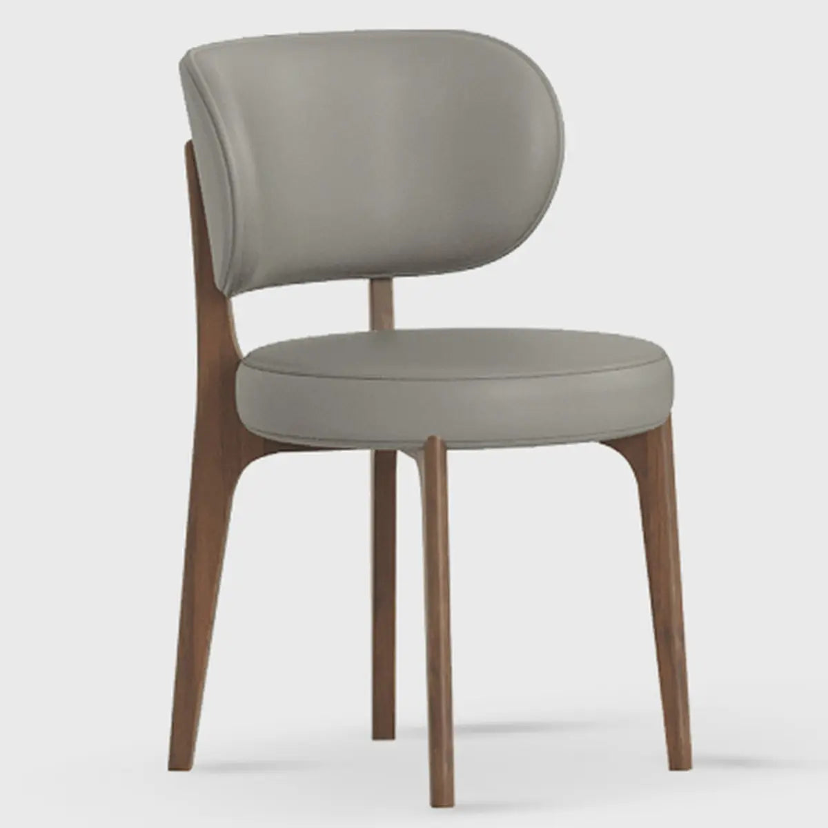 Armless Round Upholstered Back Wood Legs Dining Chair Image - 14