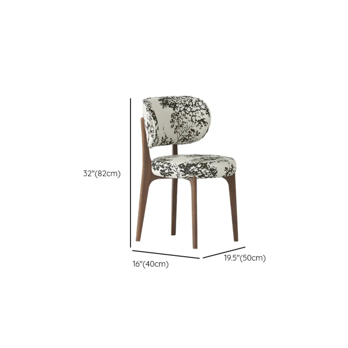 Armless Round Upholstered Back Wood Legs Dining Chair Image - 17