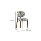 Armless Round Upholstered Back Wood Legs Dining Chair Image - 17