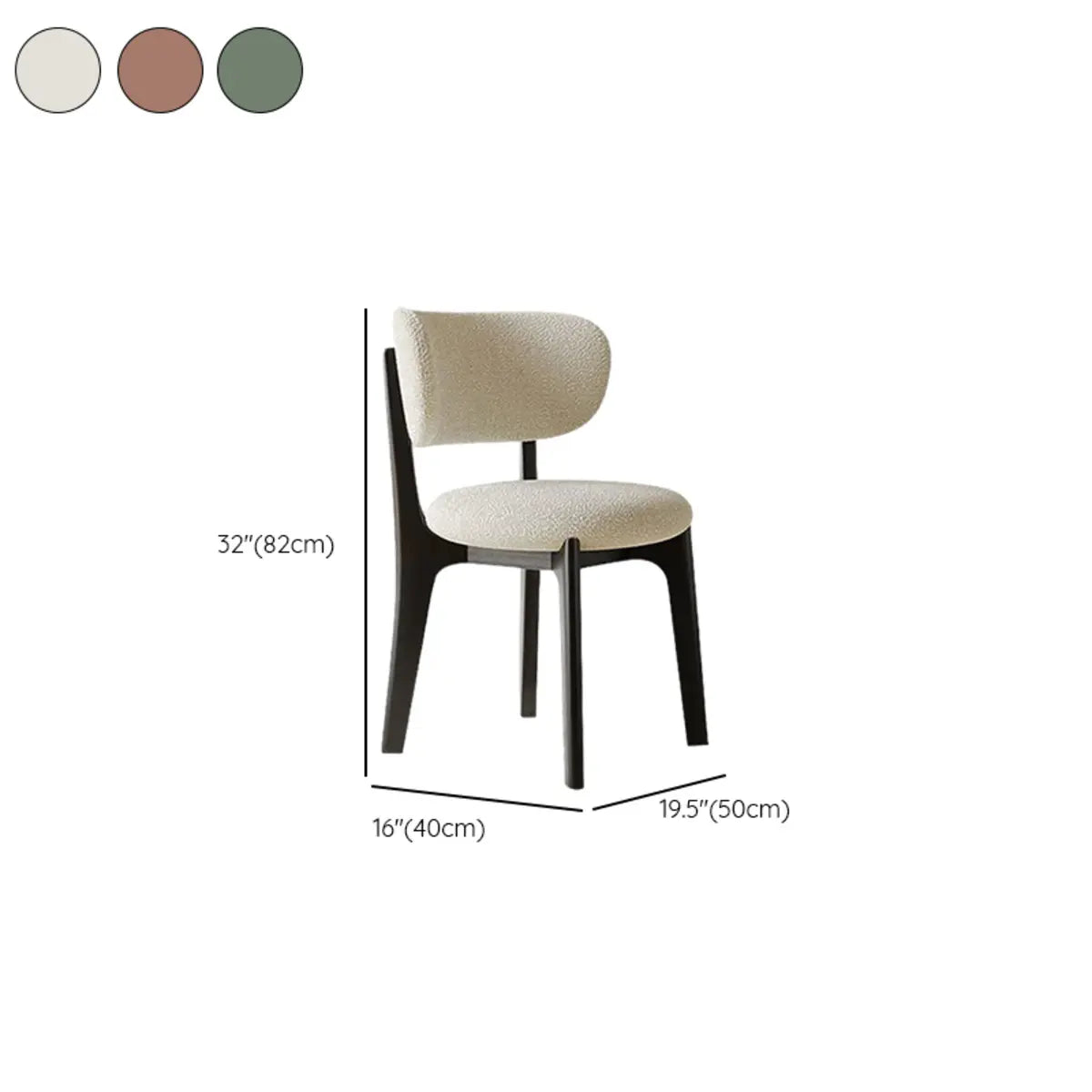 Armless Round Upholstered Back Wood Legs Dining Chair Image - 18