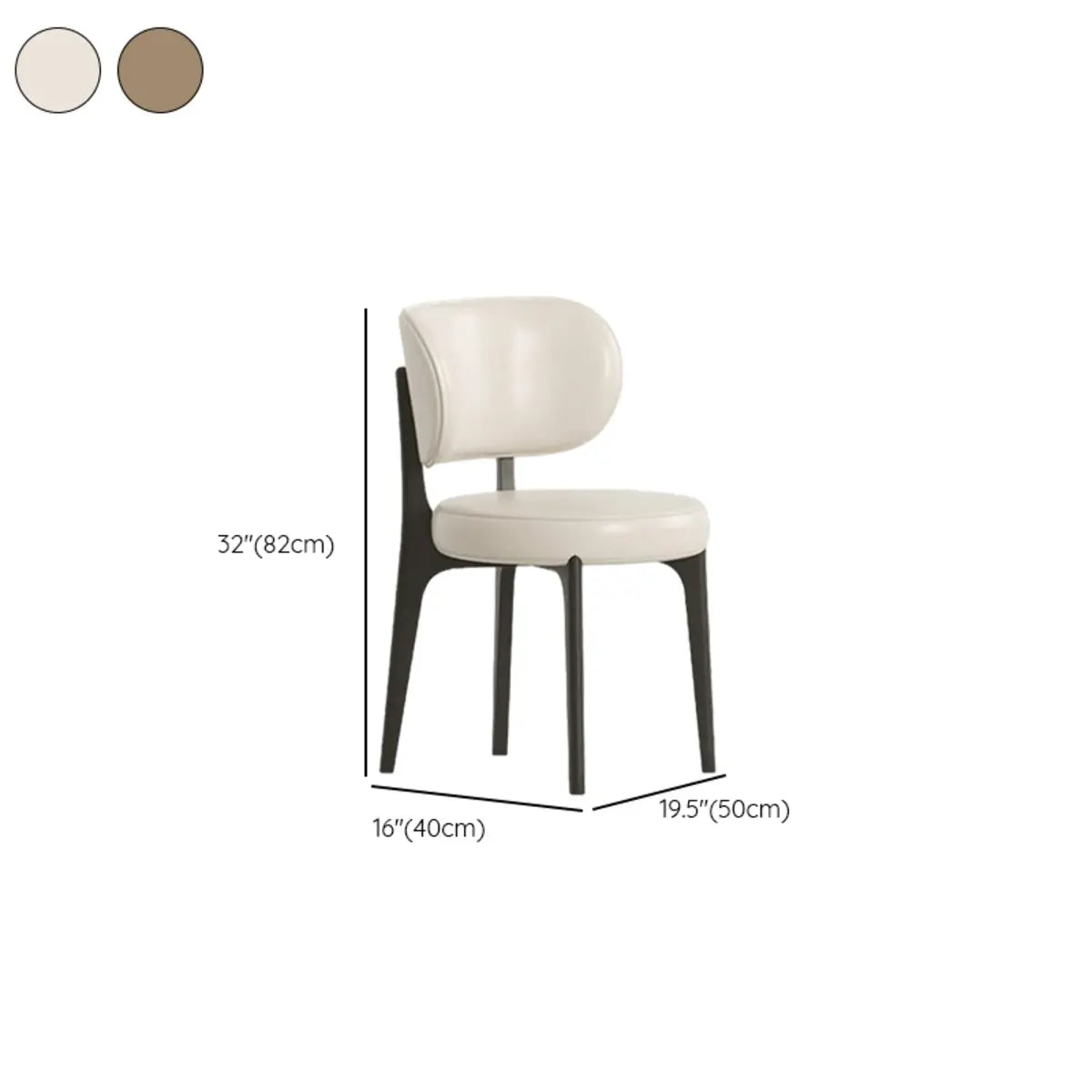 Armless Round Upholstered Back Wood Legs Dining Chair Image - 19