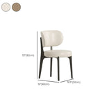 Armless Round Upholstered Back Wood Legs Dining Chair Image - 19