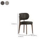 Armless Round Upholstered Back Wood Legs Dining Chair Image - 20