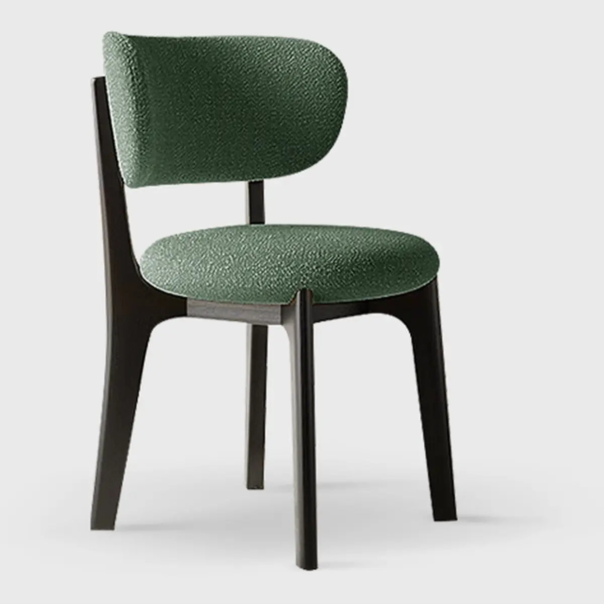 Armless Round Upholstered Back Wood Legs Dining Chair Image - 9