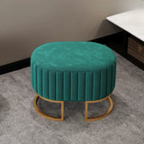 Army Green Oval Flannel Medium Seating Poufs Ottoman Image - 16