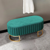 Army Green Oval Flannel Medium Seating Poufs Ottoman Image - 23