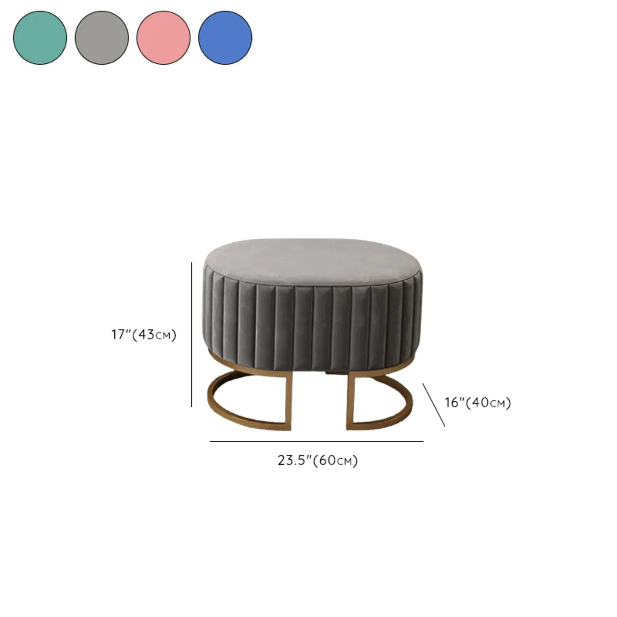 Army Green Oval Flannel Medium Seating Poufs Ottoman Image - 26