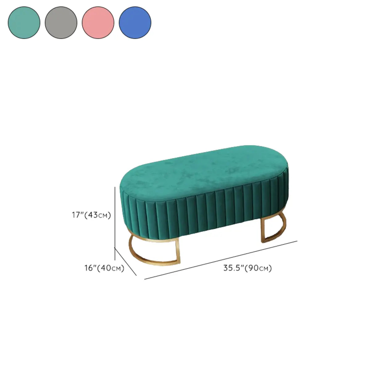 Army Green Oval Flannel Medium Seating Poufs Ottoman Image - 27