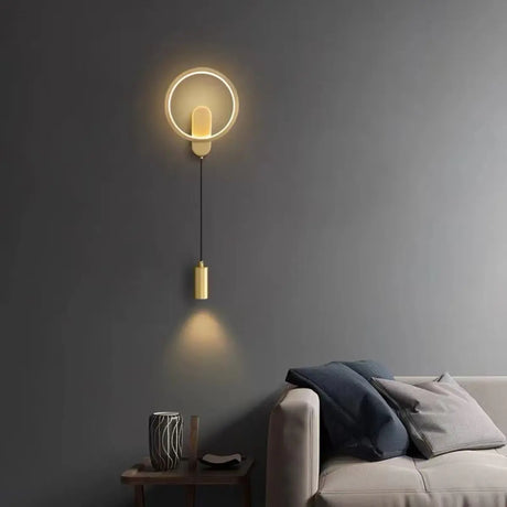 Art Circular Dimmable Metal Ambient Wall Light Gold Image - 1