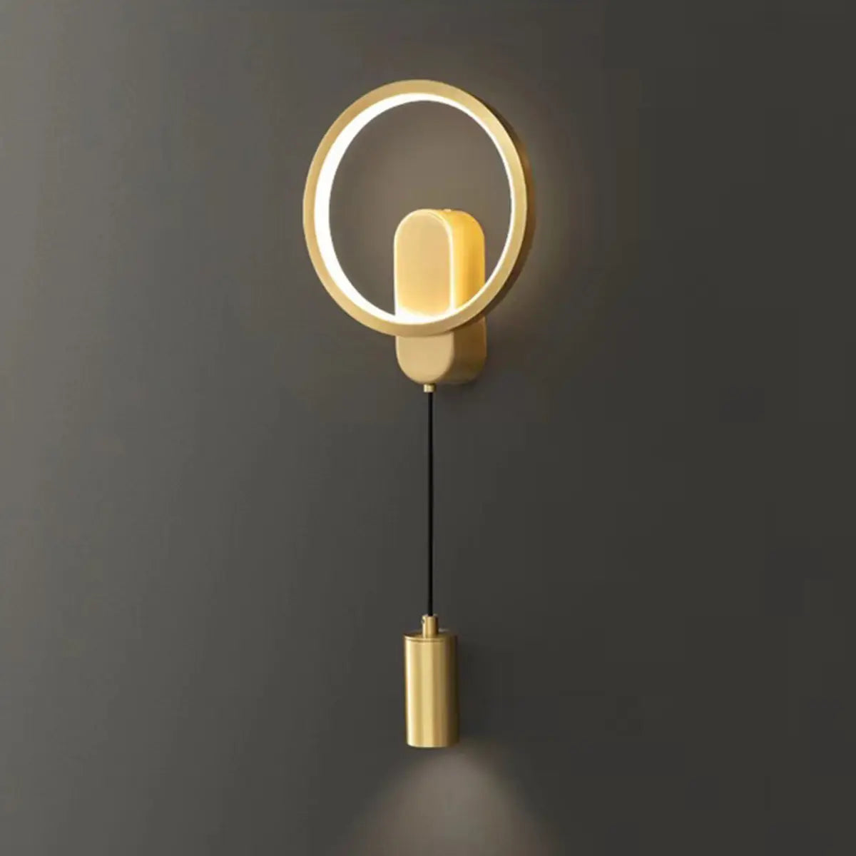 Art Circular Dimmable Metal Ambient Wall Light Gold Image - 10