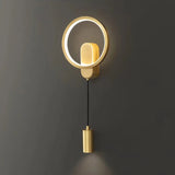 Art Circular Dimmable Metal Ambient Wall Light Gold Image - 10