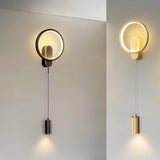 Art Circular Dimmable Metal Ambient Wall Light Gold Image - 2