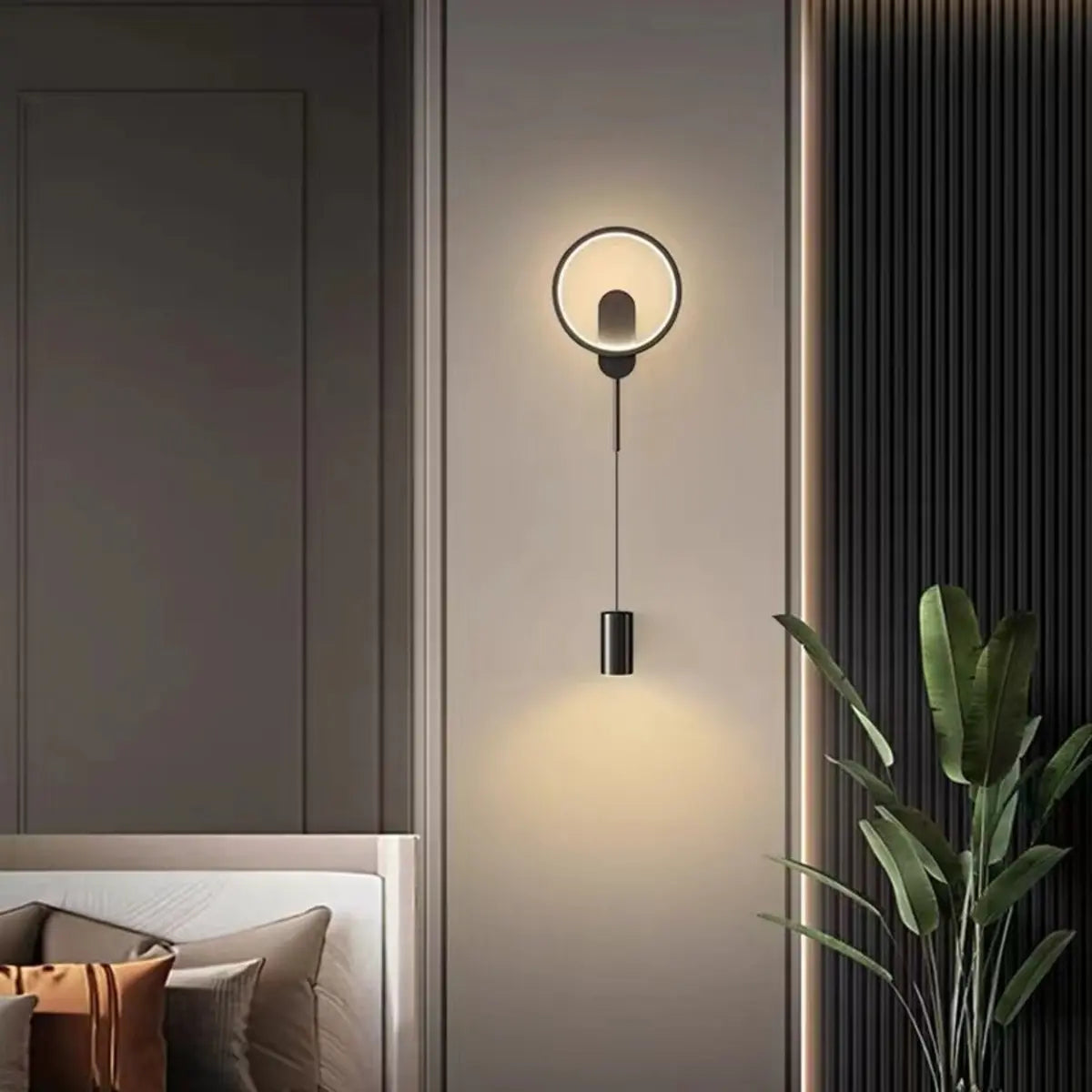 Art Circular Dimmable Metal Ambient Wall Light Gold Image - 3