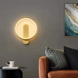 Art Circular Dimmable Metal Ambient Wall Light Gold Image - 4