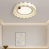 Art Cream Yellow Round Flush Mount Ceiling Fixture Image - 1