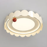 Art Cream Yellow Round Flush Mount Ceiling Fixture Image - 2