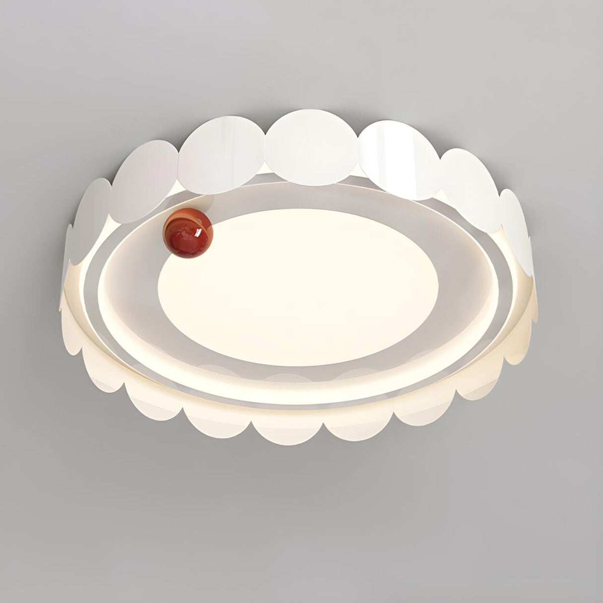 Art Cream Yellow Round Flush Mount Ceiling Fixture Image - 3