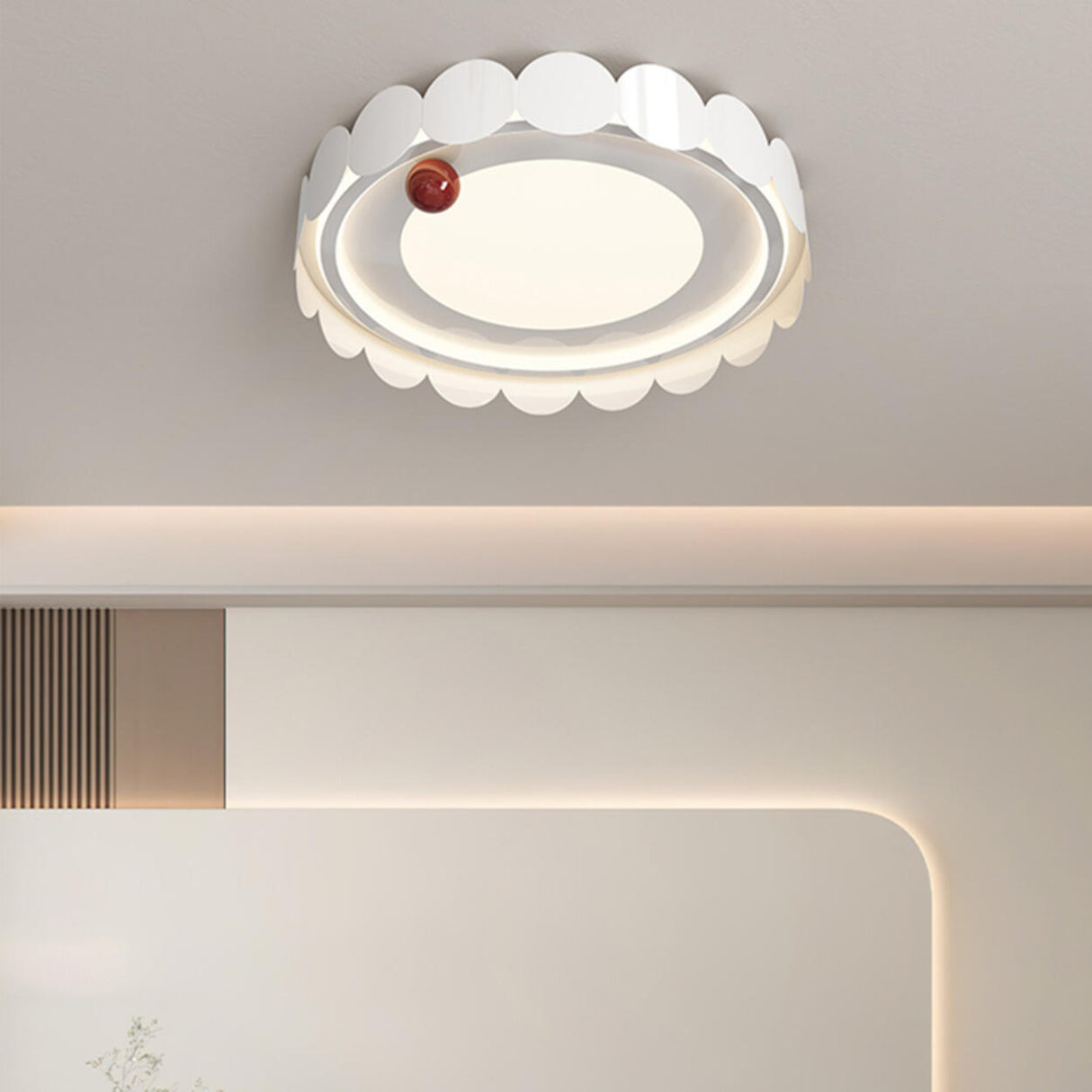 Art Cream Yellow Round Flush Mount Ceiling Fixture Image - 4