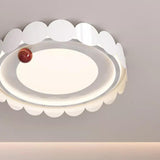 Art Cream Yellow Round Flush Mount Ceiling Fixture Image - 8