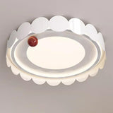 Art Cream Yellow Round Flush Mount Ceiling Fixture Image - 9