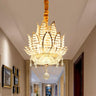 Art Deco 3 Tiers Gold Lotus Petal Crystal Ball Chandelier Image - 1