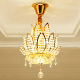 Art Deco 3 Tiers Gold Lotus Petal Crystal Ball Chandelier Image - 2