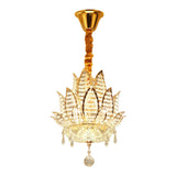 Art Deco 3 Tiers Gold Lotus Petal Crystal Ball Chandelier Image - 3