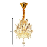 Art Deco 3 Tiers Gold Lotus Petal Crystal Ball Chandelier #size