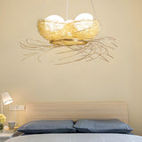 Art Deco Bedroom Gold Mesh Wire Nest Egg Hanging Chandelier Image - 1