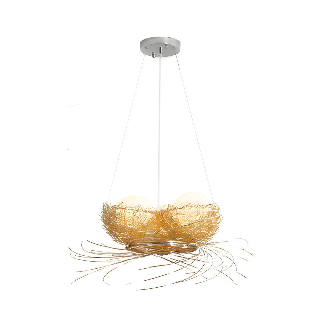 Art Deco Bedroom Gold Mesh Wire Nest Egg Hanging Chandelier Image - 3