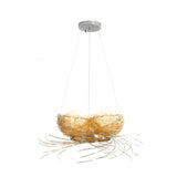 Art Deco Bedroom Gold Mesh Wire Nest Egg Hanging Chandelier Image - 3