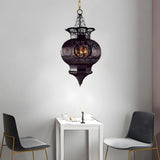 Art Deco Black Dining Room Hollow Lantern Chandelier Image - 1