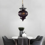 Art Deco Black Dining Room Hollow Lantern Chandelier Image - 3